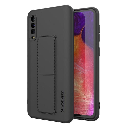 Wozinsky Kickstand Case Silicone Stand Cover for Samsung Galaxy A50 / A30s black - TopMag