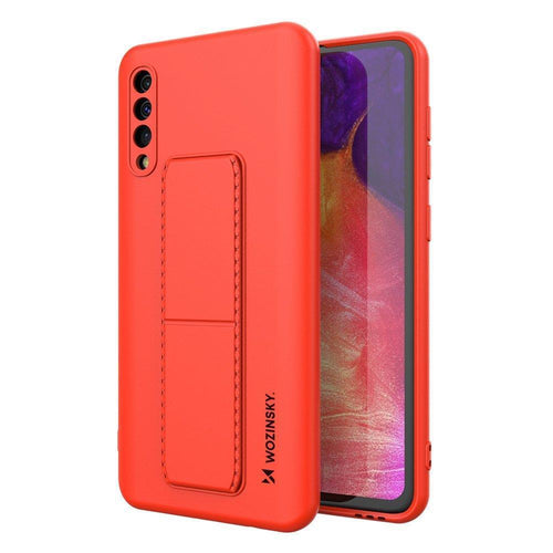 Wozinsky Kickstand Case Silicone Stand Cover for Samsung Galaxy A50 / A30s red - TopMag