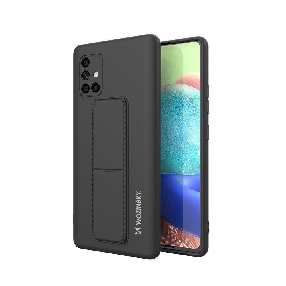 Wozinsky Kickstand Case silicone stand cover for Samsung Galaxy A71 black - TopMag