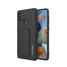 Заредете изображение във визуализатора на галерията – Wozinsky Kickstand Case Silicone Stand Cover for Samsung Galaxy A21S Black - TopMag
