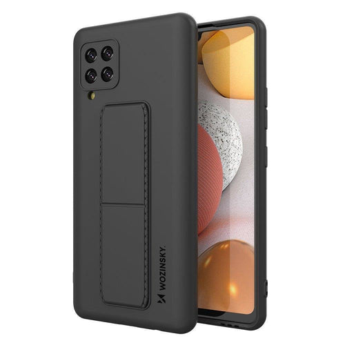 Wozinsky Kickstand Case Silicone Stand Cover for Samsung Galaxy A42 5G Black - TopMag