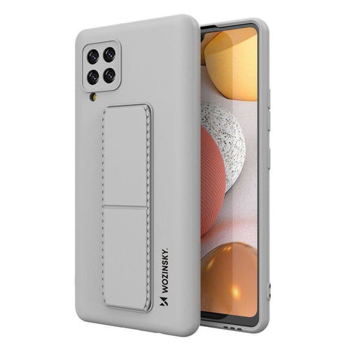 Wozinsky Kickstand Case Silicone Stand Cover for Samsung Galaxy A42 5G Gray - TopMag