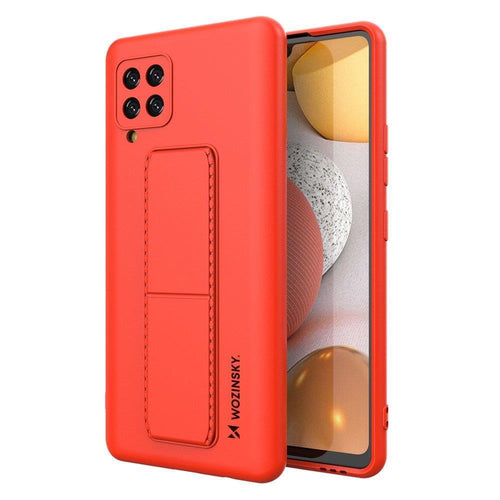 Wozinsky Kickstand Case Silicone Stand Cover for Samsung Galaxy A42 5G Red - TopMag