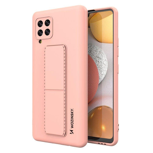 Wozinsky Kickstand Case Silicone Stand Cover for Samsung Galaxy A42 5G Pink - TopMag