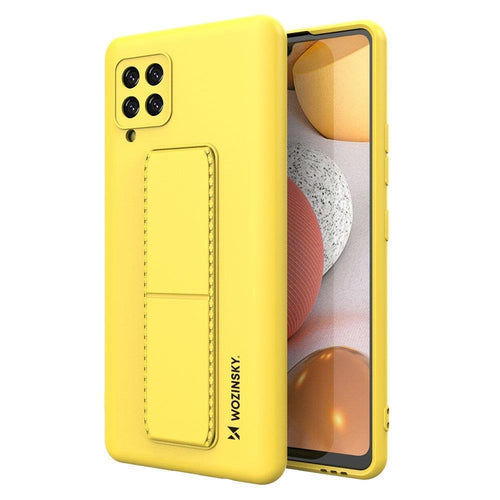 Wozinsky Kickstand Case Silicone Stand Cover for Samsung Galaxy A42 5G Yellow - TopMag