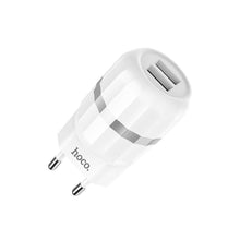 Заредете изображение във визуализатора на галерията – Зарядно Hoco /2 usb x 2,4a/ + кабел iPhone lightning кабел  c41a бял - само за 19.2 лв
