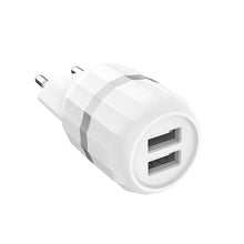 Заредете изображение във визуализатора на галерията – Зарядно Hoco /2 usb x 2,4a/ + micro usb кабел c41a бял - TopMag
