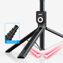 Заредете изображение във визуализатора на галерията – Selfie Stick - with detachable bluetooth remote control and tripod - P80 1,3 metres BLACK
