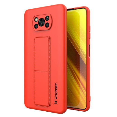 Wozinsky Kickstand Case Silicone Stand Cover for Xiaomi Poco X3 NFC / Poco X3 Pro Red - TopMag