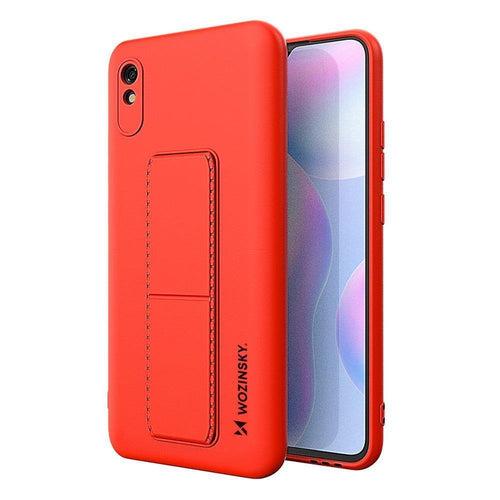 Wozinsky Kickstand Case Silicone Stand Cover for Xiaomi Redmi Note 9 Pro / Redmi Note 9S Red - TopMag