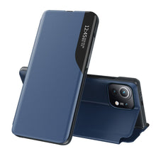 Заредете изображение във визуализатора на галерията – Eco Leather View Case elegant bookcase type case with kickstand for Xiaomi Mi 11 blue - TopMag
