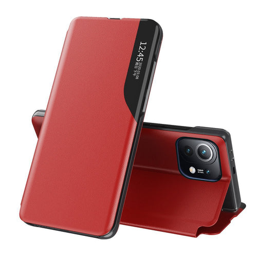 Eco Leather View Case elegant bookcase type case with kickstand for Xiaomi Mi 11 red - TopMag