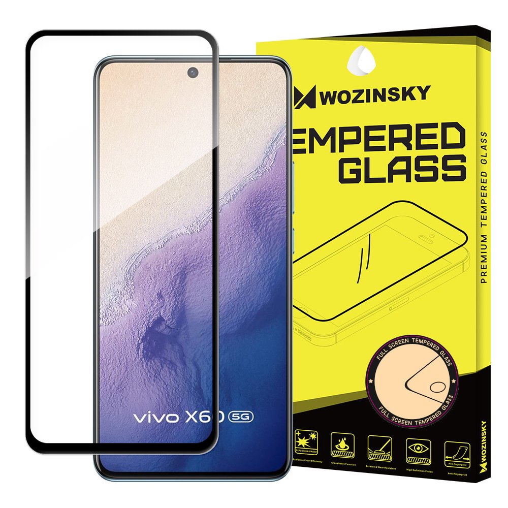 Wozinsky Tempered Glass Full Glue Super Tough Screen Protector Full Coveraged with Frame Case Friendly for Vivo X60 black - TopMag