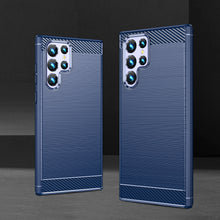 Заредете изображение във визуализатора на галерията – Carbon Case for Samsung Galaxy S23 Ultra flexible silicone carbon cover blue
