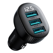 Заредете изображение във визуализатора на галерията – Joyroom JR-CCD03 3.4A car charger with 3x USB-A display - black
