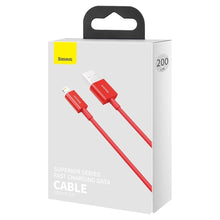 Заредете изображение във визуализатора на галерията – Baseus Superior USB cable - Lightning 2.4 A 2 m red (CALYS-C09) - TopMag
