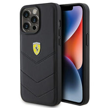 Заредете изображение във визуализатора на галерията – Original FERRARI hardcase Quilted Metal Logo FEHCP15XRDUK do Iphone 15 Pro Max Black
