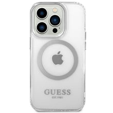 Заредете изображение във визуализатора на галерията – Guess GUHMP14XHTRMS iPhone 14 Pro Max 6.7" silver/silver hard case Metal Outline Magsafe

