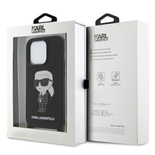 Заредете изображение във визуализатора на галерията – Karl Lagerfeld KLHCP15LSCBSKNK iPhone 15 Pro 6.1" hardcase black/black Crossbody Silicone Ikonik
