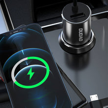 Заредете изображение във визуализатора на галерията – Dudao 3in1 USB car charger 3,4 A built-in cable Lightning / USB Type C / micro USB black (R5ProN black) - TopMag
