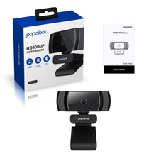 Заредете изображение във визуализатора на галерията – Papalook Full HD 1080p webcam with microphone for laptop monitor computer black (AF925) - TopMag
