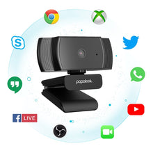 Заредете изображение във визуализатора на галерията – Papalook Full HD 1080p webcam with microphone for laptop monitor computer black (AF925) - TopMag

