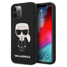 Заредете изображение във визуализатора на галерията – Karl Lagerfeld KLHCP12LSLFKBK iPhone 12 Pro Max 6,7" hardcase czarny/black Silicone Iconic - TopMag
