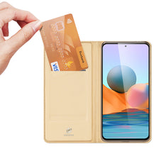 Заредете изображение във визуализатора на галерията – DUX DUCIS Skin Pro Bookcase type case for Xiaomi Redmi Note 10 Pro golden - TopMag
