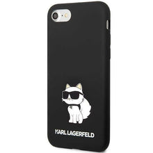 Заредете изображение във визуализатора на галерията – Karl Lagerfeld KLHCI8SNCHBCK iPhone 7/8/ SE 2020/2022 hardcase black/black Silicone Choupette
