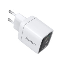 Заредете изображение във визуализатора на галерията – Choetech PD6051 2x USB-C PD 35W GaN wall charger with display - white
