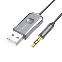 Заредете изображение във визуализатора на галерията – Borofone Adapter BC44 Audio Bluetooth - USB to jack 3,5mm - grey
