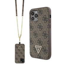 Заредете изображение във визуализатора на галерията – Original Case GUESS hardcase Crossbody 4G Metal Logo GUHCP12MP4TDSCPW for Iphone 12/ 12 Pro brown
