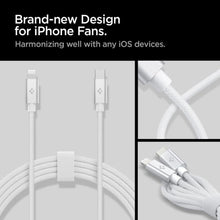 Заредете изображение във визуализатора на галерията – Spigen PB2200 ARCWIRE MFi Lightning CABLE 200CM WHITE
