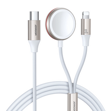 Заредете изображение във визуализатора на галерията – Joyroom 2 in 1 Lightning cable and inductive charger for Apple Watch 1.5m white (S-IW011)
