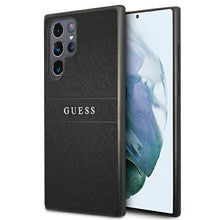 Заредете изображение във визуализатора на галерията – Guess GUHCS22LPSASBBK S22 Ultra S908 czarny/black Saffiano Stripe
