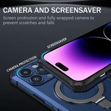 Заредете изображение във визуализатора на галерията – Tel Protect Armor Magsafe Metal Ring Case for Iphone 14 Pro blue
