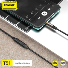 Заредете изображение във визуализатора на галерията – Foneng Earphones T51 with microphone grey

