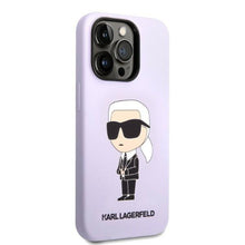 Заредете изображение във визуализатора на галерията – Karl Lagerfeld KLHCP14LSNIKBCU iPhone 14 Pro 6.1&quot; hardcase purple/purple Silicone Ikonik
