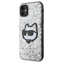 Заредете изображение във визуализатора на галерията – Original Pouch KARL LAGERFELD Glitter Choupette Patch KLHCN61G2CPS for Iphone 11/ Xr Silver
