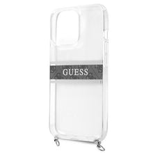 Заредете изображение във визуализатора на галерията – Guess GUHCP13XKC4GBSI iPhone 13 Pro Max 6,7" Transparent hardcase 4G Grey Strap Silver Chain
