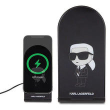 Заредете изображение във визуализатора на галерията – Karl Lagerfeld Ikonik MagSafe 15W inductive charger, foldable 2in1 - black
