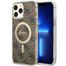 Заредете изображение във визуализатора на галерията – Original Case GUESS hardcase 4G MagSafe GUHMP13XH4STW for Iphone 13 Pro Max brown
