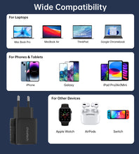 Заредете изображение във визуализатора на галерията – Choetech PD6051 USB-C USB-C PD 35W GaN wall charger with display - black
