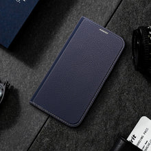 Заредете изображение във визуализатора на галерията – Dux Ducis Skin X2 case Samsung Galaxy A14 5G flip case wallet stand blue
