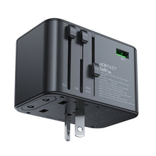 Заредете изображение във визуализатора на галерията – Acefast Z1 GaN 75W PD travel charger adapter 3x USB-C 2x USB-A - black
