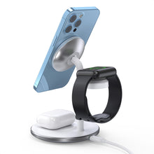 Заредете изображение във визуализатора на галерията – Choetech T585-F 3in1 Magnetic wireless charger station for iPhone 12/13/14 series,AirPods Pro and iwatch charger Black
