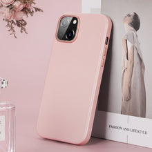 Заредете изображение във визуализатора на галерията – Dux Ducis Grit Leather Case for iPhone 14 Plus Elegant Faux Leather Cover (MagSafe Compatible) Pink
