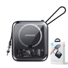Заредете изображение във визуализатора на галерията – Joyroom induction power bank 10000mAh Icy Series 22.5W with built-in USB C cable black (JR-L006)
