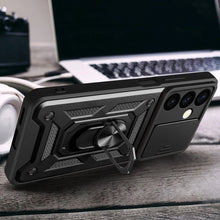 Заредете изображение във визуализатора на галерията – Hybrid Armor Camshield armored case for Samsung Galaxy S24+ with camera cover - black
