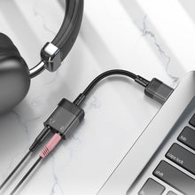 Заредете изображение във визуализатора на галерията – HOCO adaptor AUX USB to 2x Jack 3,5mm (female) Spirit LS37 black
